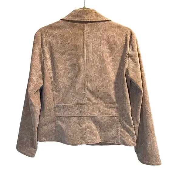 Chico’s Corduroy Palia Jacket Size Small in Camel Jacquard Damask - Picture 7 of 13